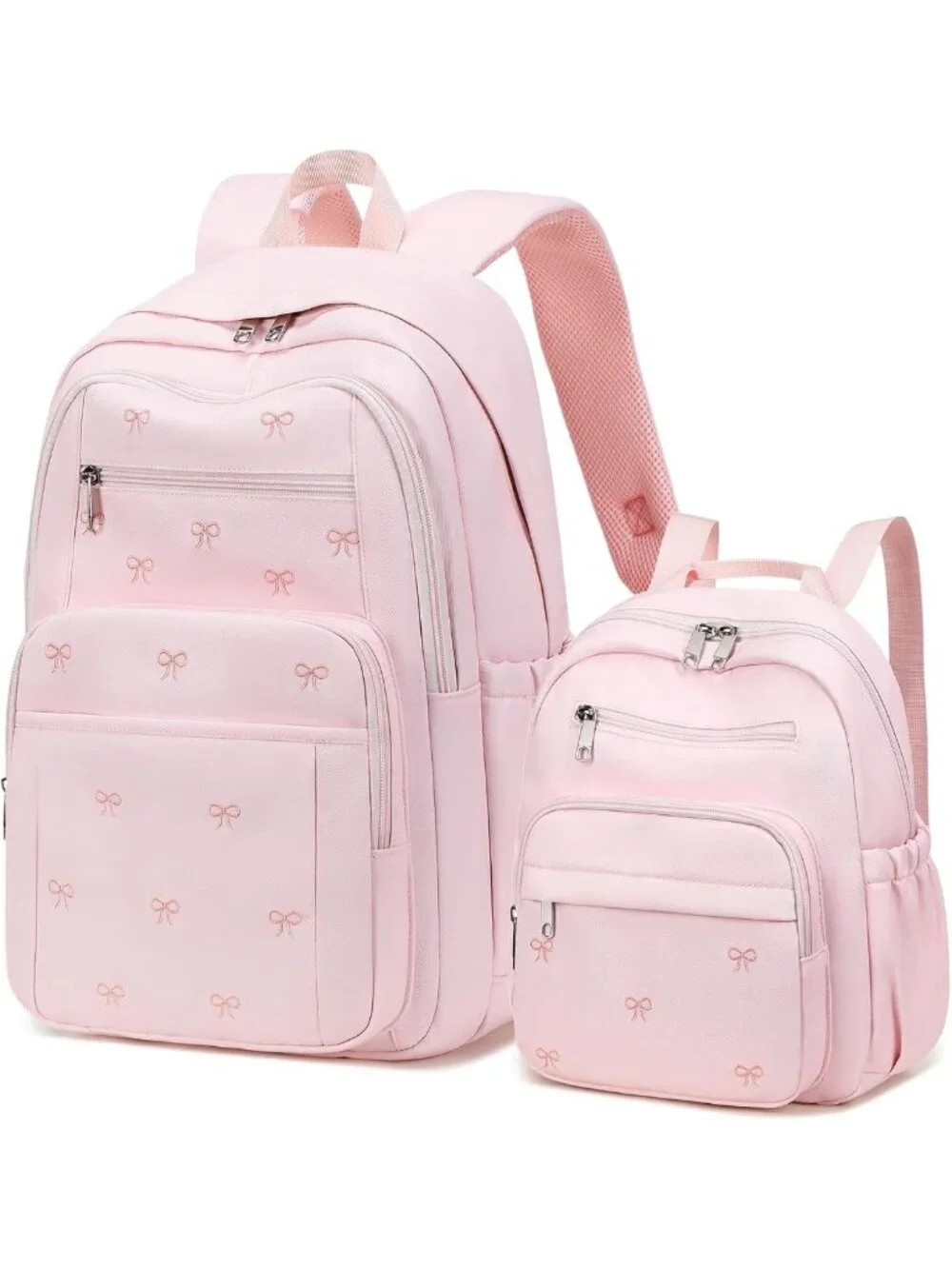 Stylish Girls' Backpack Set - Embroidered Bookbag & Mini Bag for School & Travel